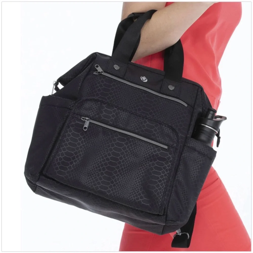 HeartSoul Bella Backpack black pebble with black straps.